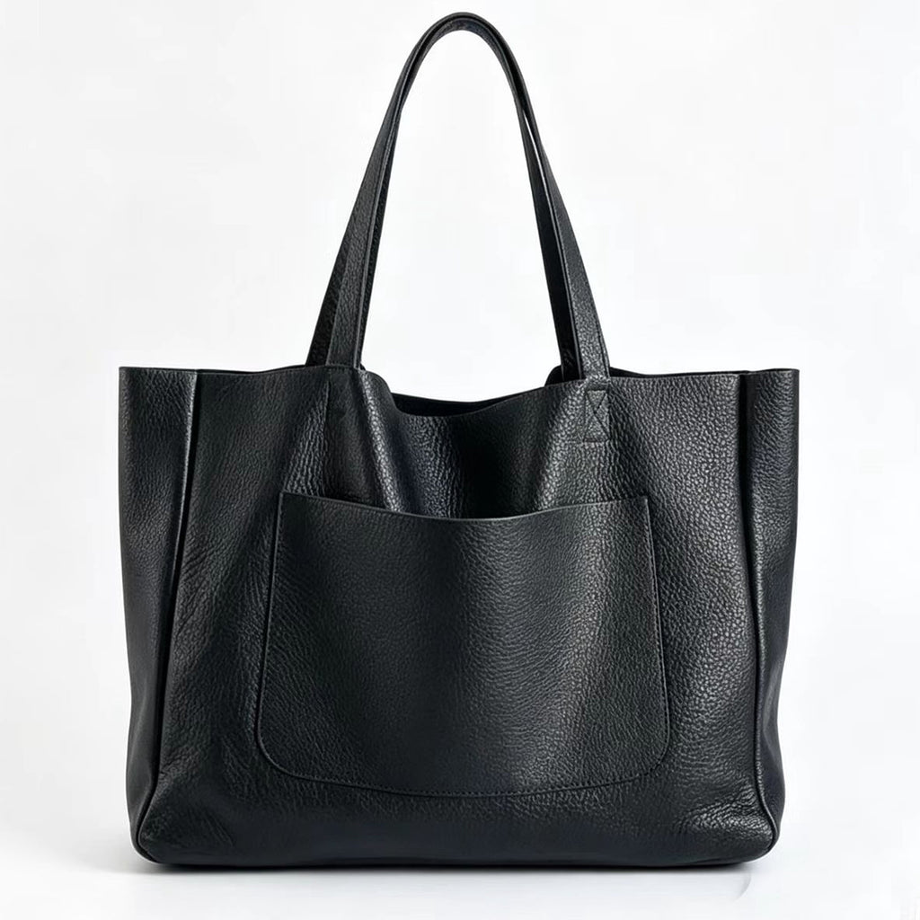 Large Capacity Vintage PU Leather Tote for Women Office Everyday Handbag(Black1 )