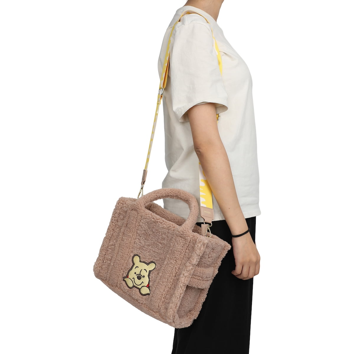 Winnie the Pooh Faux Shearling Tote Bag With Detachable Strap
