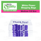 EcoQuality Plastic White Flower T-Shirt Bags 5000ct, 1/8 Shopping Bags, Grocery Bags, Poly Bags, Multi-Use, Medium Size, Reusable Carry Out Bags (17 x 10 x 6 inches) (16 Micron)