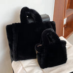 MUSOIE Plush Underarm Bag Ladies Fluffy Shoulder Bag Women Furry Tote Bag Plush Handbag