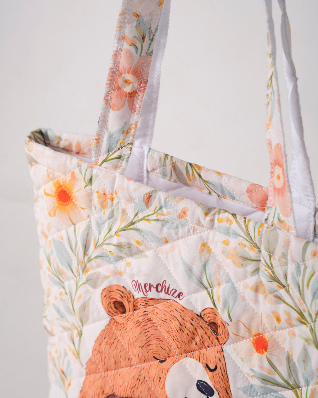 Lotusprint LLC 2D Print Bigfoot Mountain Quilted Tote Bag, Sasquatch Winter Forest Shoulder Handbag