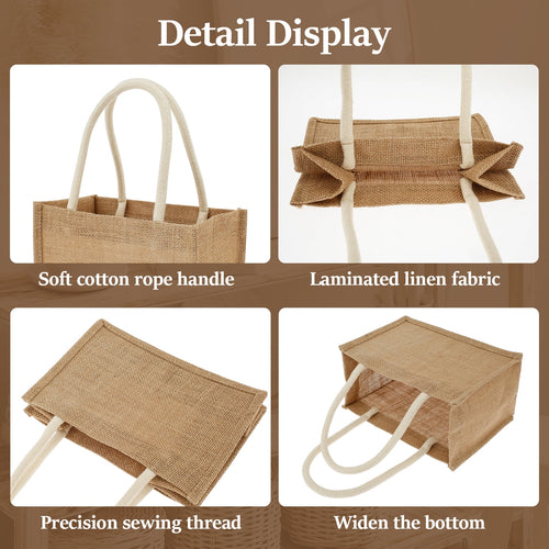10Pcs Burlap Tote Bags Mini Burlap Beach Bags with Handles Portable Jute Tote Bag Reusable Burlap Bag Multipurpose Burlap Hand Bags for Shopping Trips Beach Tours School Outdoor