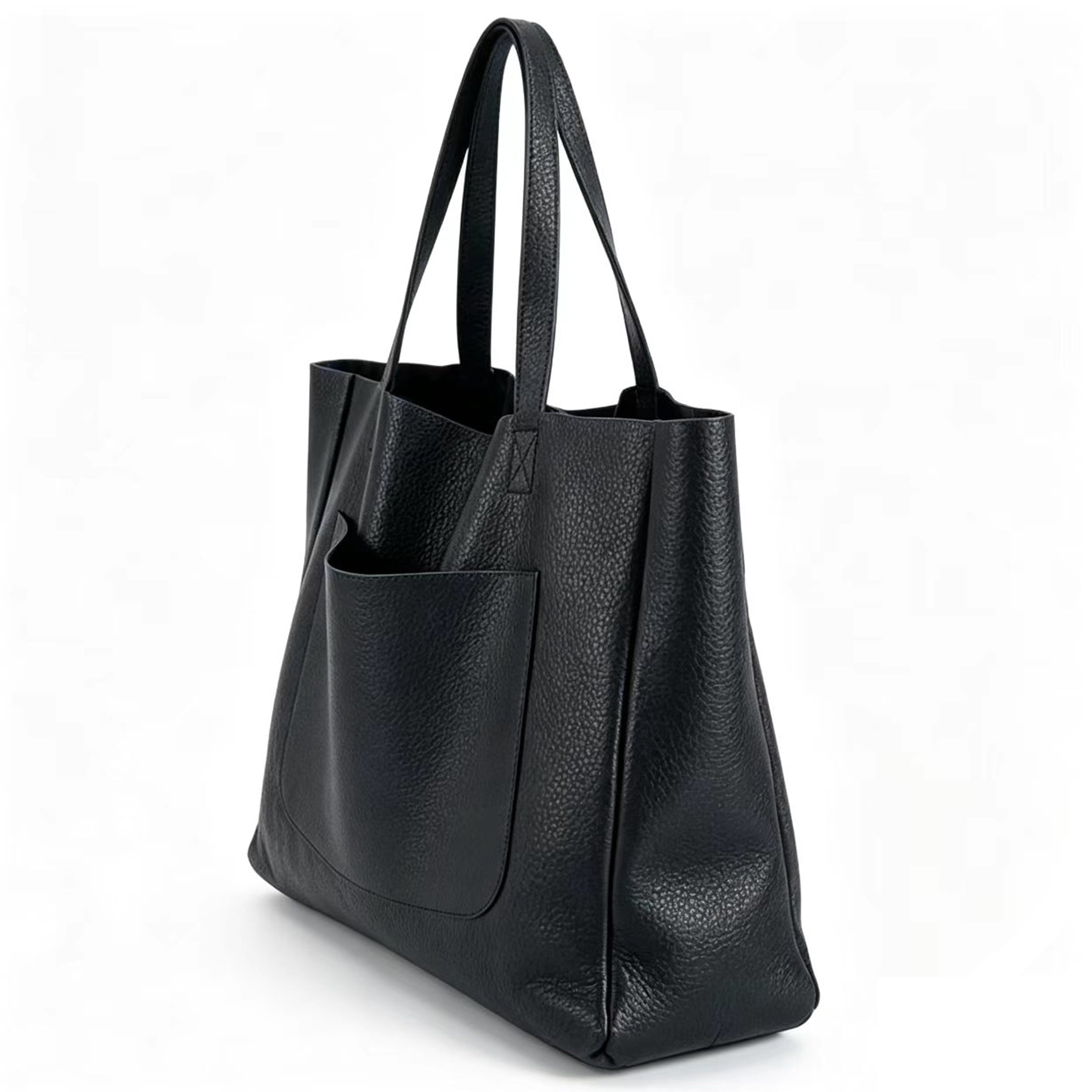 Large Capacity Vintage PU Leather Tote for Women Office Everyday Handbag(Black1 )