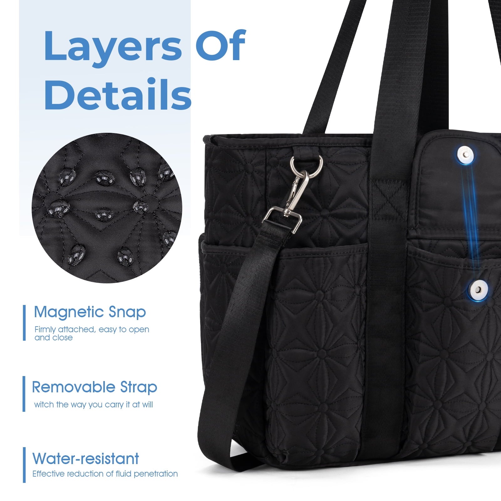 Canvas Tote Bag for Women With Pockets, Kabaqoo Work Crossbody Everyday Satchel, Purses Shoulder Tote Bag
