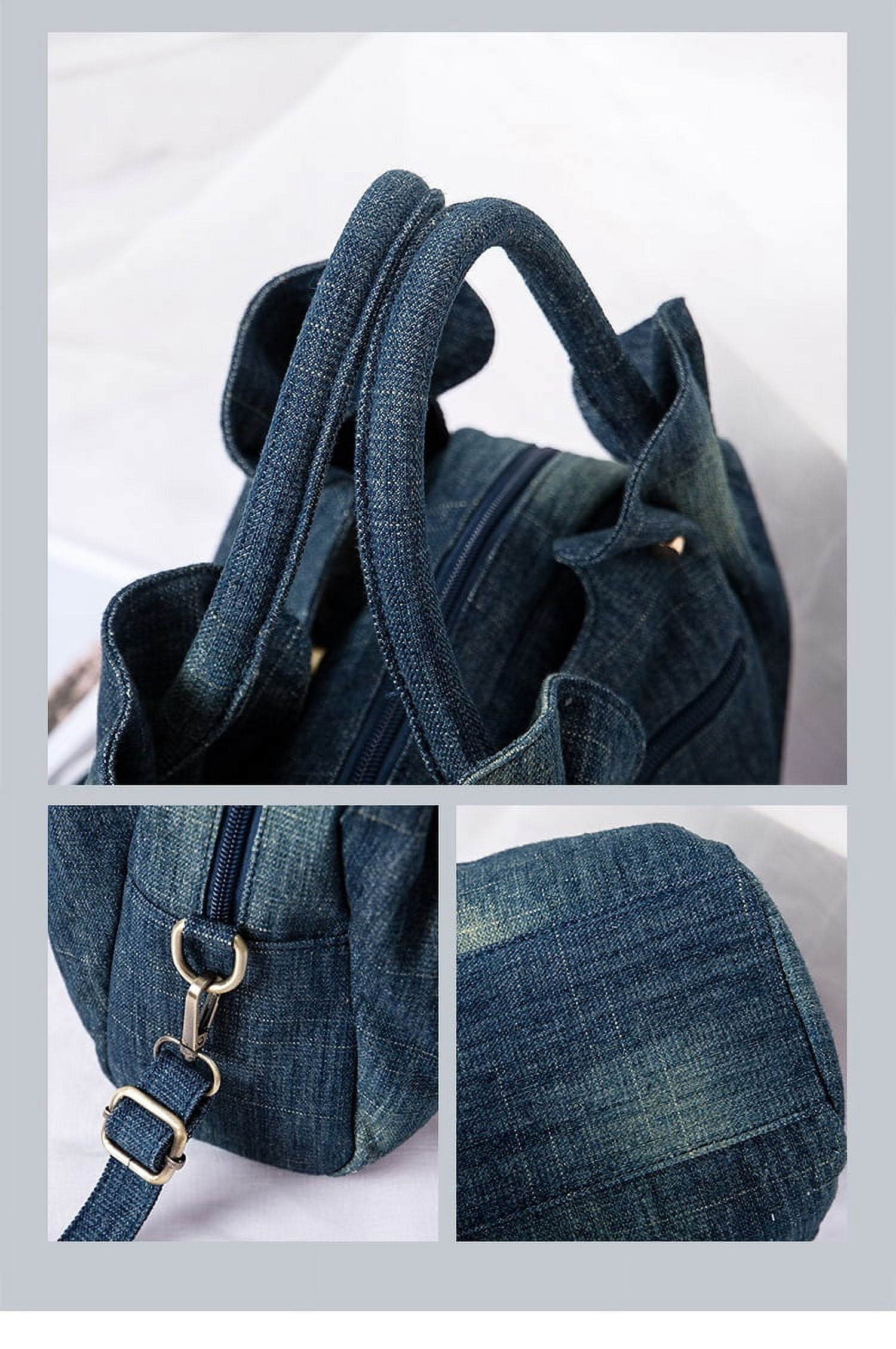 Fashion Ruched ladies handbag Commuting Denim women Shoulder Crossbody Bag Multiple pockets Luxury design Female big Totes blue