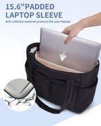 Puffer Tote Bag for Women, Shoulder Bag Handbag with Cup Holder & 15.6" Laptop Compartment & Trolley Sleeve for Travel, Work, Nurse, Lightweight, 20L