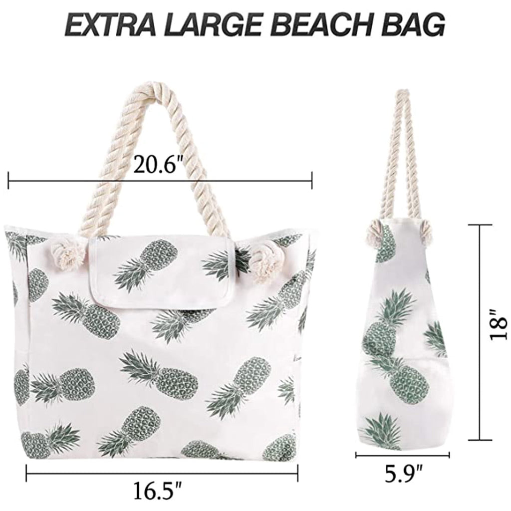 Extra Large Waterproof Canvas Beach Bag With 4 Inner Pockets Personalized Tote Bag Travel Handbag for Women Beach Travel Gym Swim Holiday Short Trip Weekend Getaway Overnight Gift for Friend Women