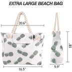 Extra Large Waterproof Canvas Beach Bag With 4 Inner Pockets Personalized Tote Bag Travel Handbag for Women Beach Travel Gym Swim Holiday Short Trip Weekend Getaway Overnight Gift for Friend Women