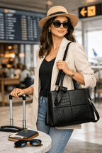 AVMPRO Women's PU Solid Tote Shoulder Handbag, Black