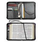 ZUXONGSY Star Sky Moose Star Print PU Leather Bible Case for Women Men Portable Bible Carrying Tote Bags with Detachable Wristlet Strap Church Bag for Bible Study Scripture Church Bag, L
