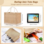 Burlap Jute Canvas Blank Tote Bag, 12-Piece Set