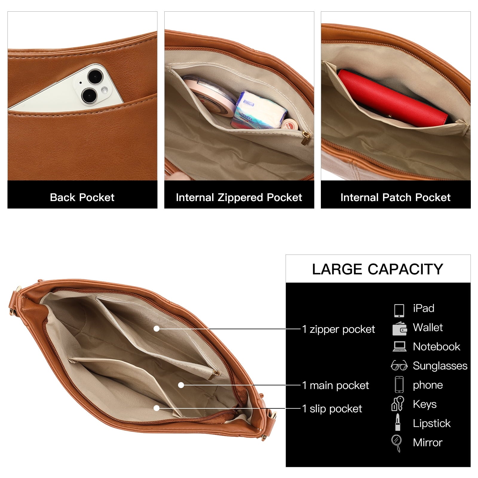 SENDEFN Small Shoulder Handbags for Women Waterproof Purse Soft Leather Crossbody Bags with Removable Shoulder Straps