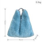 Winter Soft Plush Women's Shoulder Bags Faux Lamb Wool female Underarm Bag Large Capacity Ladies Fluffy Travel Tote Handbags