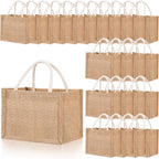 Burlap Jute Canvas Blank Tote Bag, 12-Piece Set