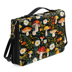 FOR U DESIGNS Mushroom Daisy Bible Cover for Women Soft Bible Case with Strap Size Large Easy to Clean PU Leather Sturdy Bible Protective Carrier Waterproof Personalized Book Organizer Bag