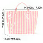 Women’s Waterproof PVC Tote Bag for Women, Large Stripe Plastic Top Handle Oversize Hobo Bag for Travel Work Shopper
