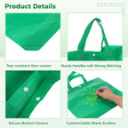 100 Pcs Non-woven Tote Bags, Reusable Grocery Bags Bulk, Large Shopping Bags with Handles & Buttons, Washable & Foldable Present Bags for Parties, Camping, Retail, 10 Colors
