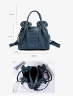 Fashion Ruched ladies handbag Commuting Denim women Shoulder Crossbody Bag Multiple pockets Luxury design Female big Totes blue
