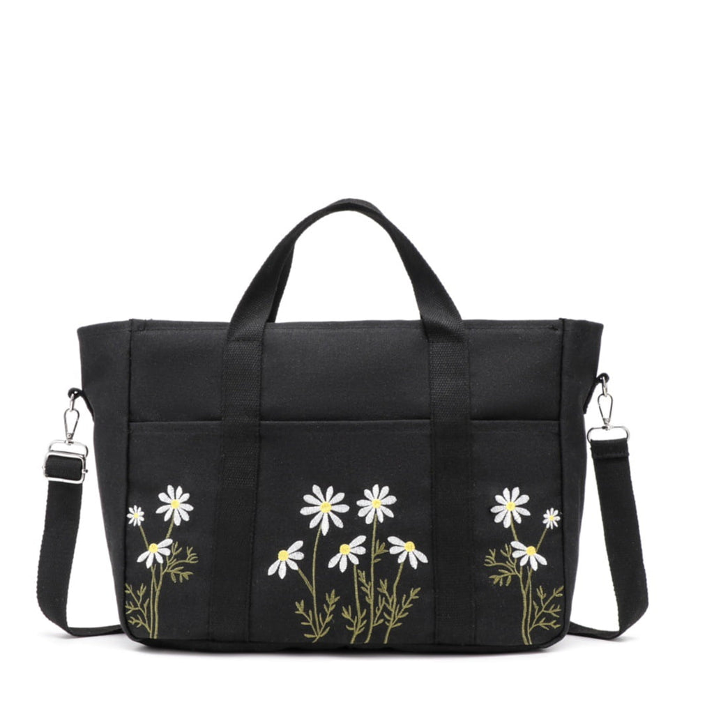 Canvas Tote Bag with Multi-Pocket for Women Large Crossbody Shoulder Handbag Everything Tote Bag with Compartments