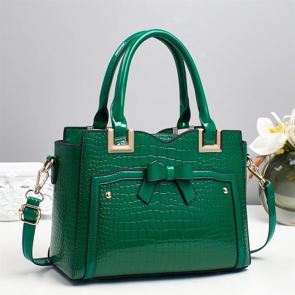 AVMPRO Women's PU Leather Tote Satchel Bag Set, 4-Way Crossbody Purse - Green