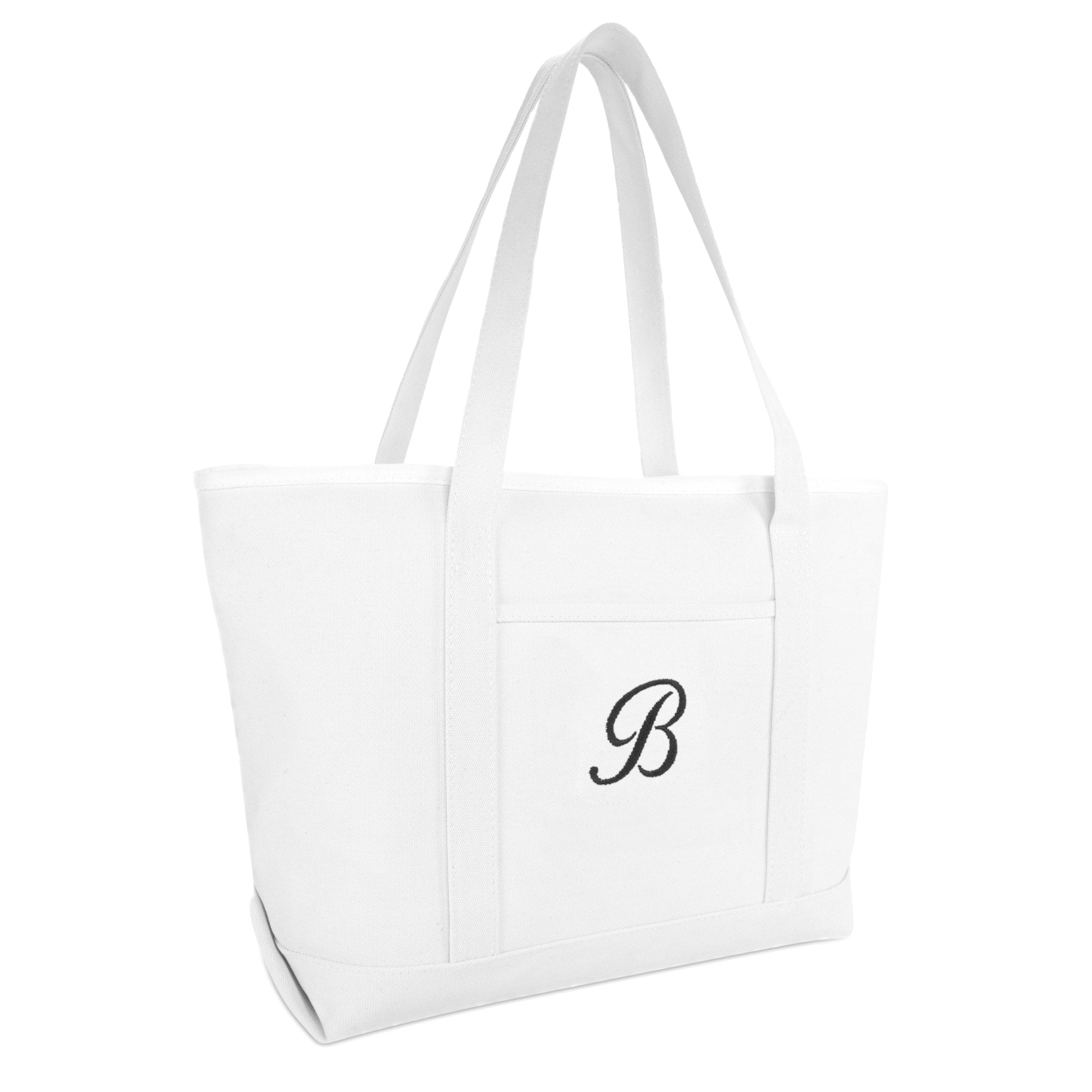 Large Canvas Tote Bag for Women Work Bag Beach Totes Monogrammed White A - Tote Bag