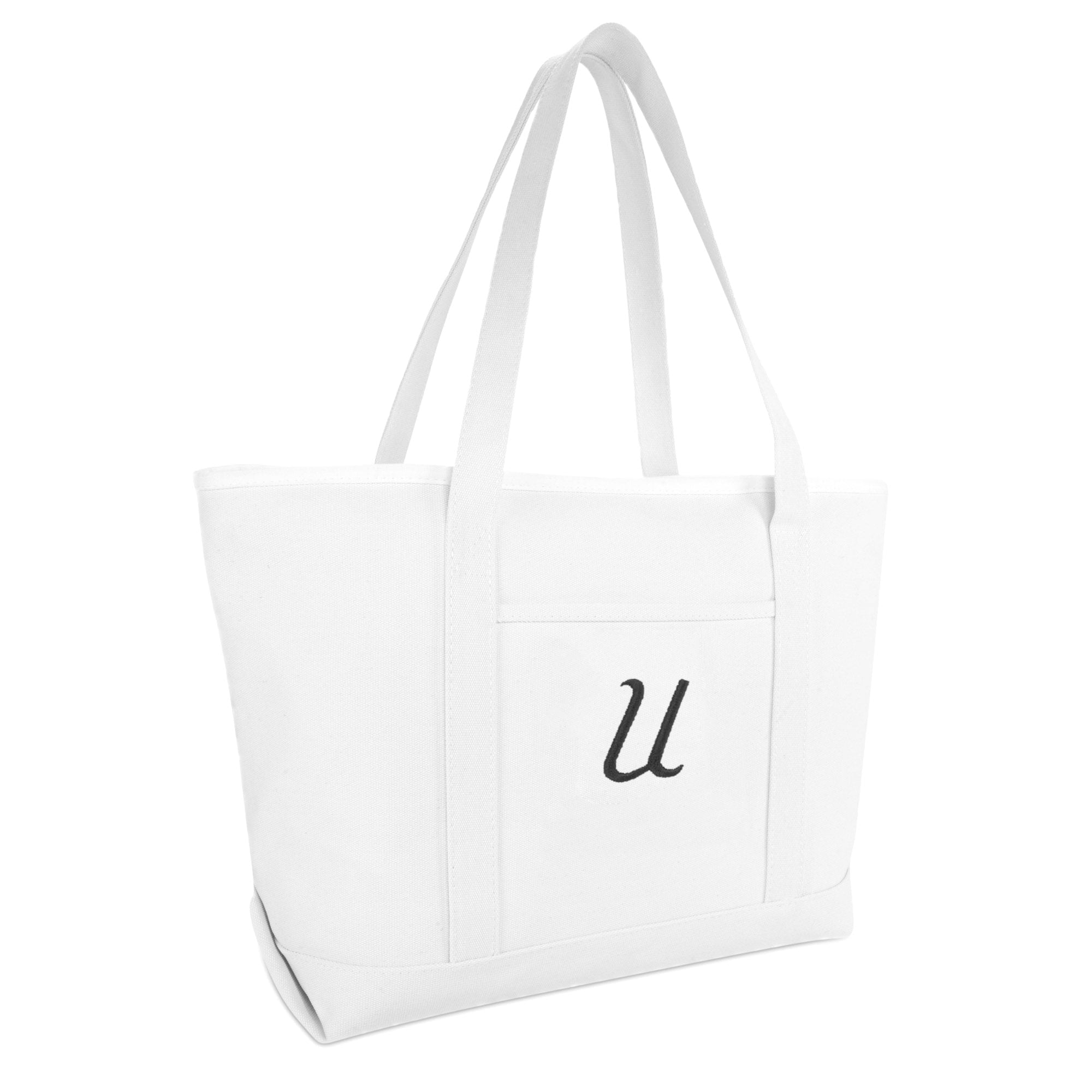 Large Canvas Tote Bag for Women Work Bag Beach Totes Monogrammed White A - Tote Bag