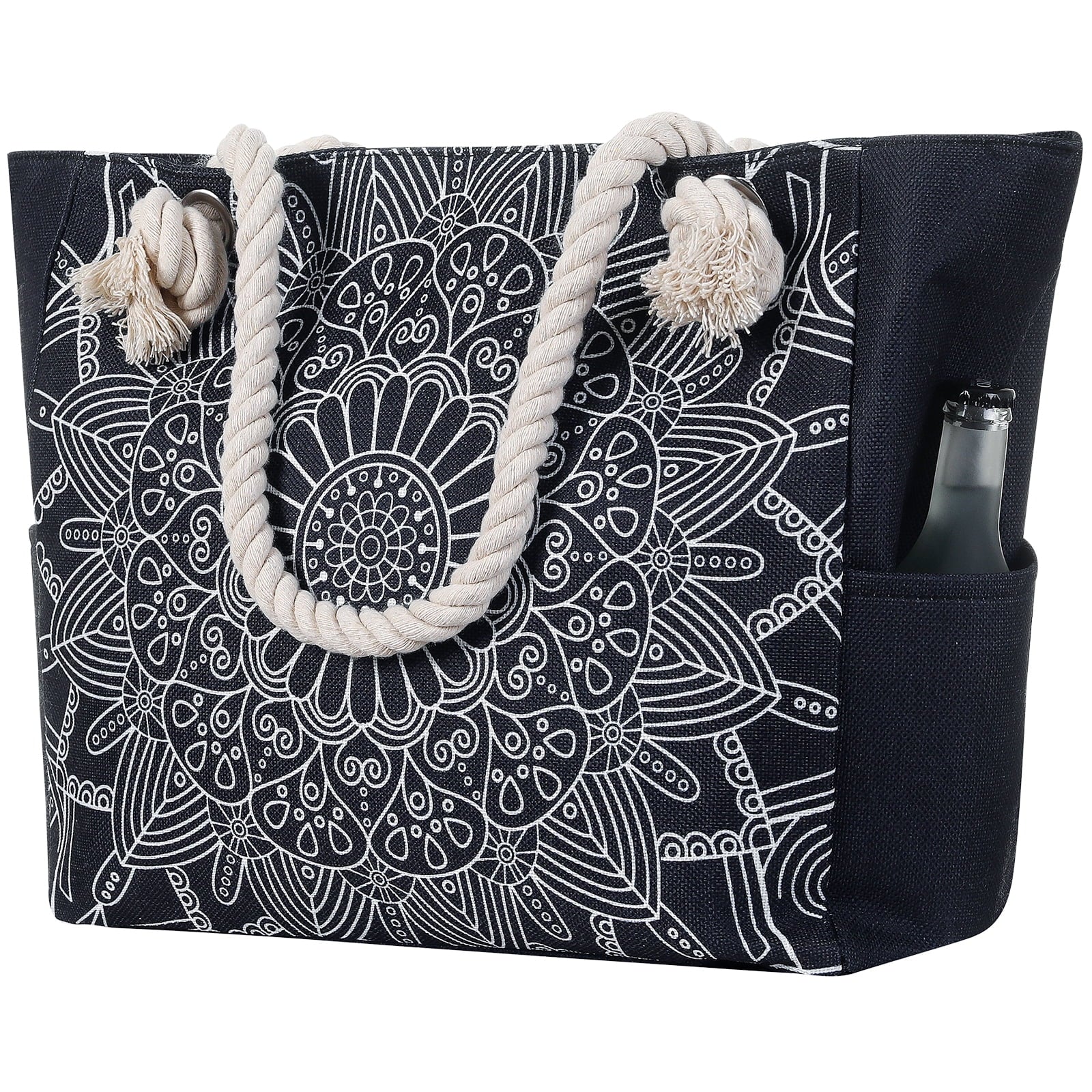 Large Printed Beach Bag Totes for Women Vacation Waterproof Sandproof Personalized Girl Canvas Beach Tote Bags with Zipper Pockets For Swim Pool Gym Hiking Picnic Travel Necessities Bride Handbag Gift - Beach Bag