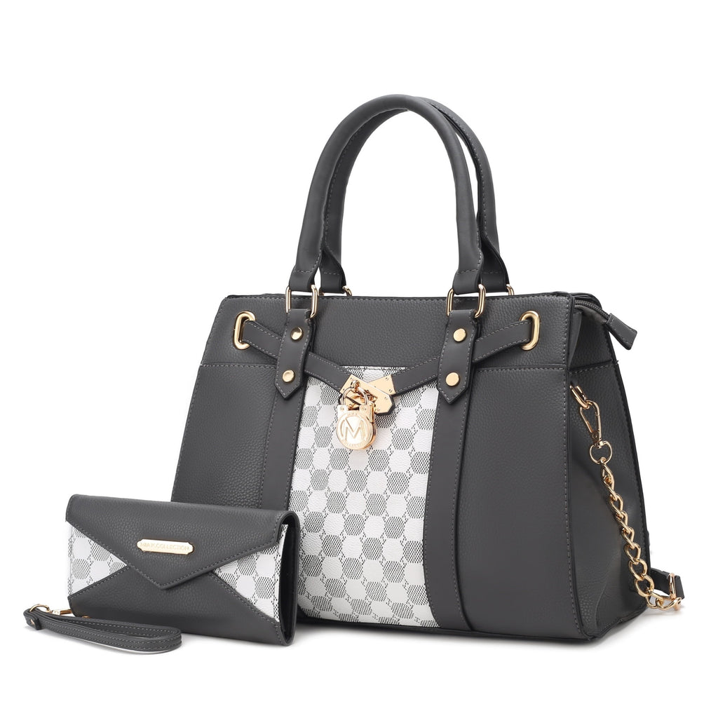 COLLECTION Christine Vegan Leather Satchel Bag with Wristlet Wallet, Purple - Shoulder Bag