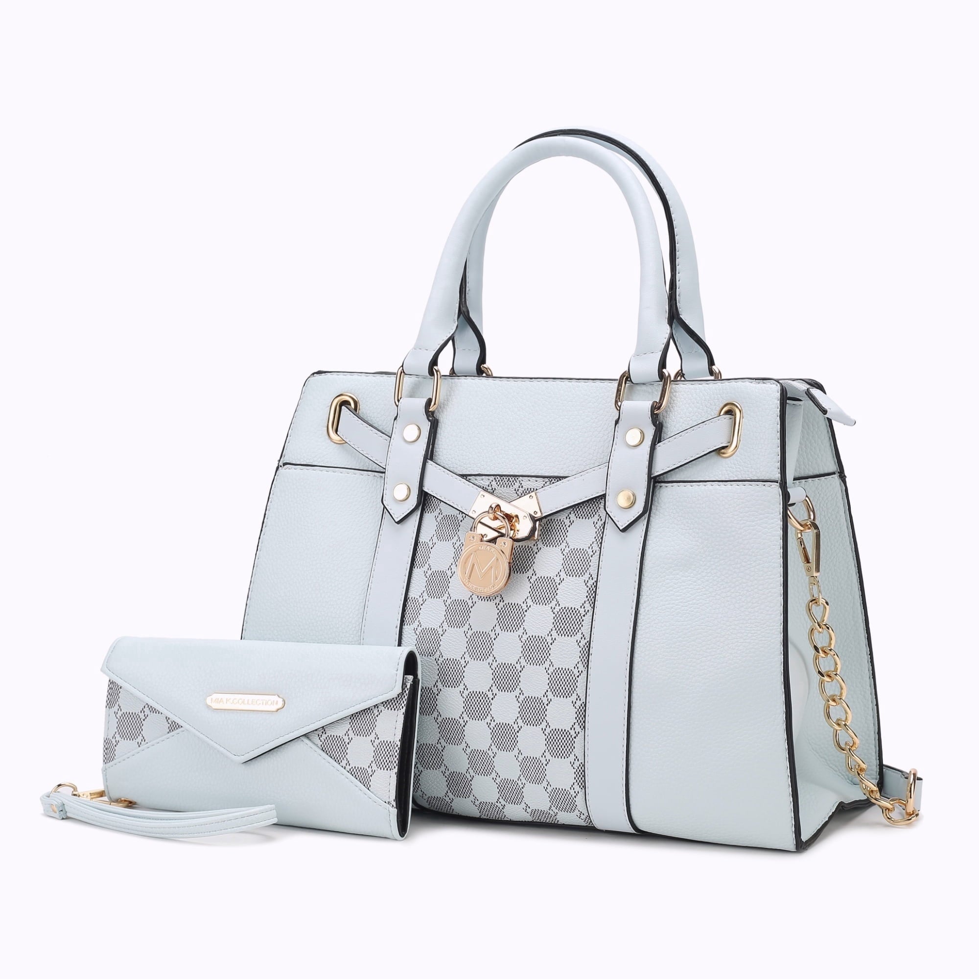 COLLECTION Christine Vegan Leather Satchel Bag with Wristlet Wallet, Purple - Shoulder Bag