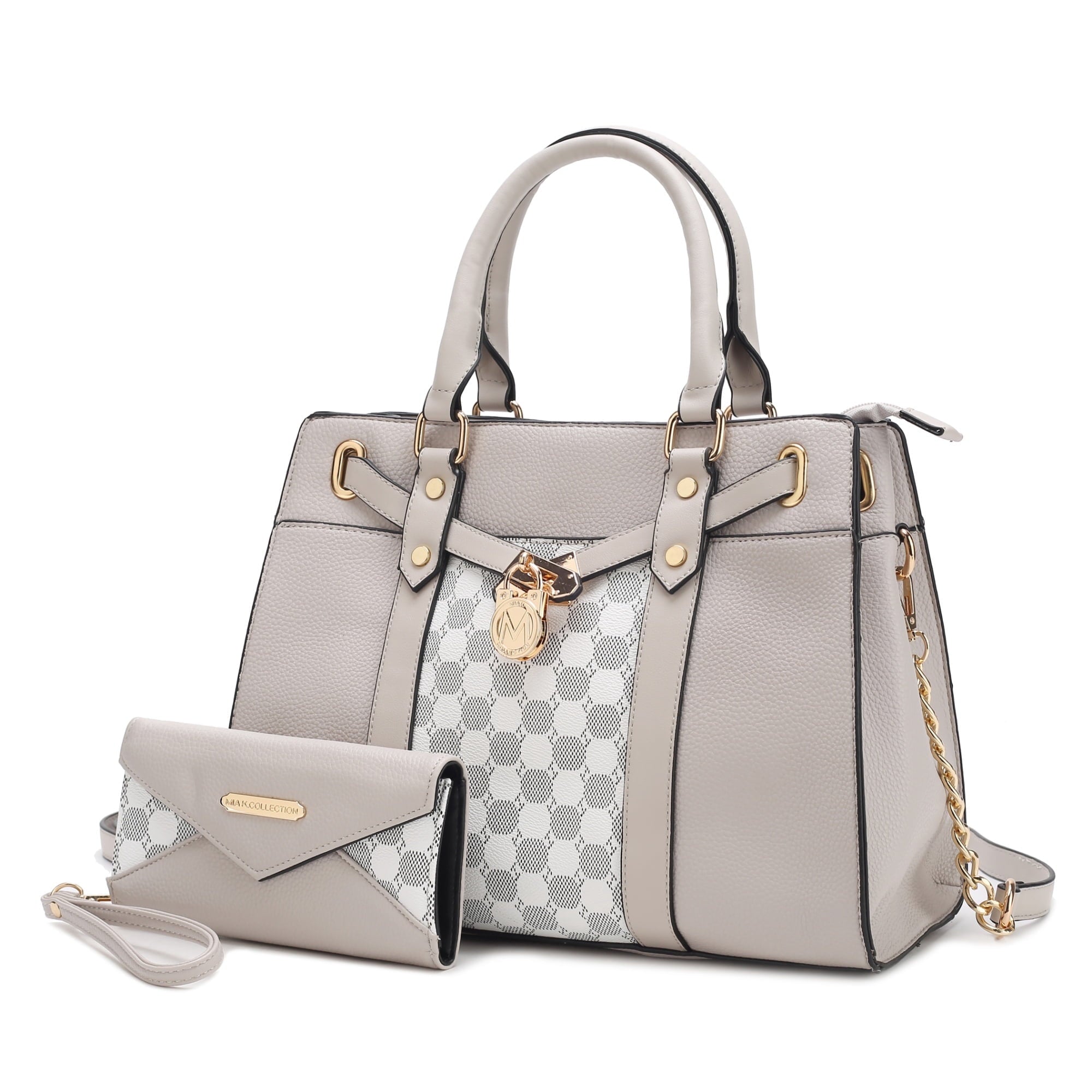 COLLECTION Christine Vegan Leather Satchel Bag with Wristlet Wallet, Purple - Shoulder Bag