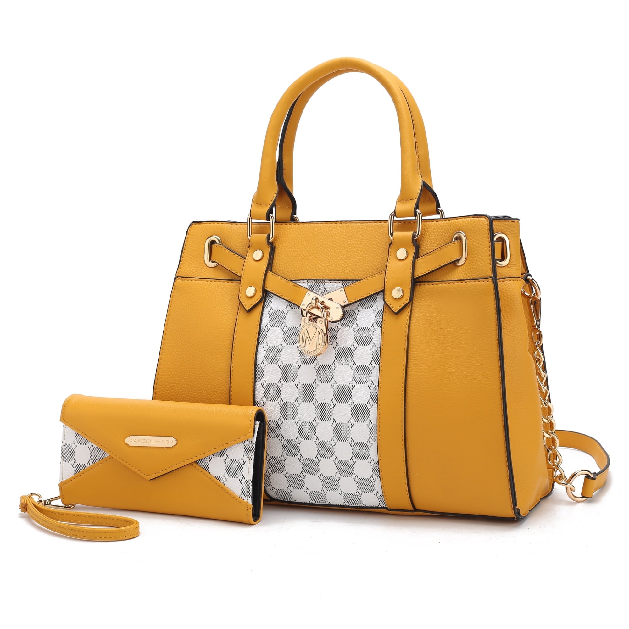 COLLECTION Christine Vegan Leather Satchel Bag with Wristlet Wallet, Purple - Shoulder Bag