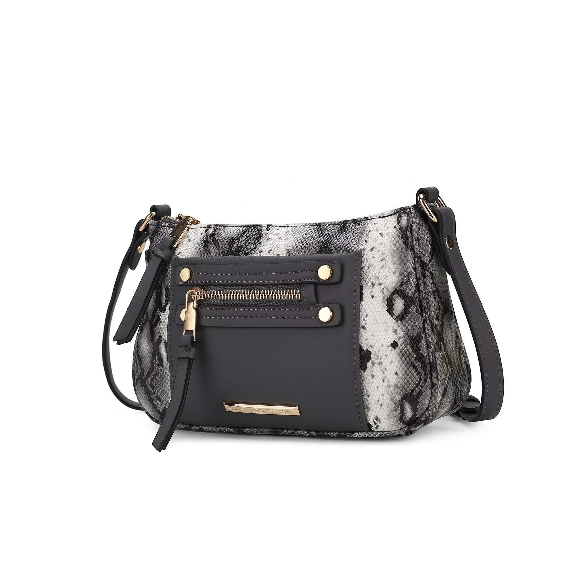 Collection Essie Women's Crossbody Bag Snake Embossed Vegan Leather Shoulder Bag Daily Handbag by Mia K. - Dark Green - Crossbody Bag