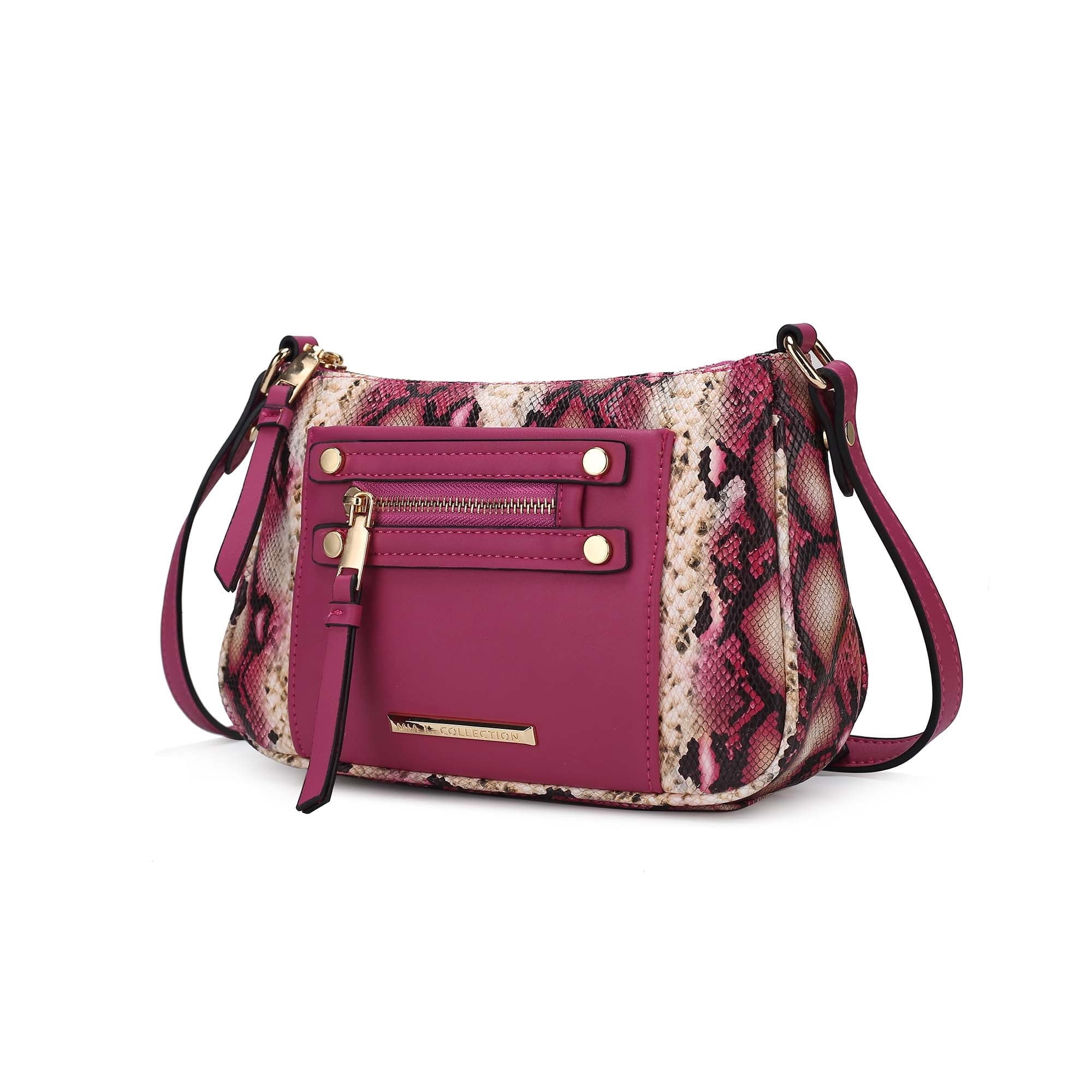 Collection Essie Women's Crossbody Bag Snake Embossed Vegan Leather Shoulder Bag Daily Handbag by Mia K. - Dark Green - Crossbody Bag