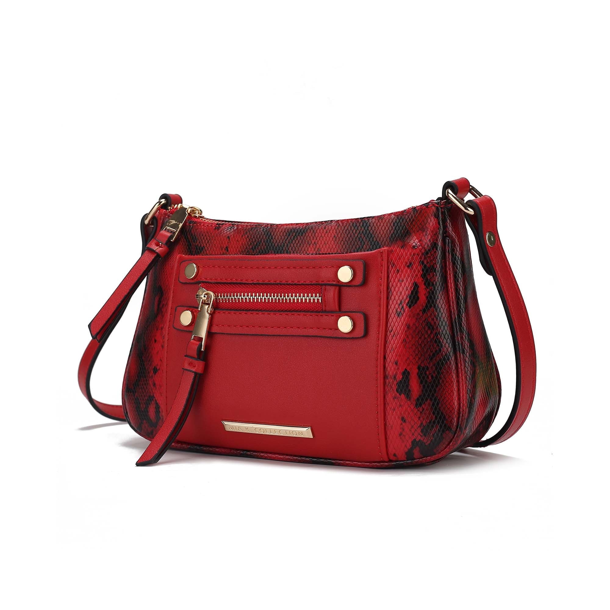 Collection Essie Women's Crossbody Bag Snake Embossed Vegan Leather Shoulder Bag Daily Handbag by Mia K. - Dark Green - Crossbody Bag