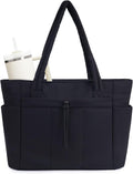 Puffer Tote Bag for Women, Shoulder Bag Handbag with Cup Holder & 15.6" Laptop Compartment & Trolley Sleeve for Travel, Work, Nurse, Lightweight, 20L
