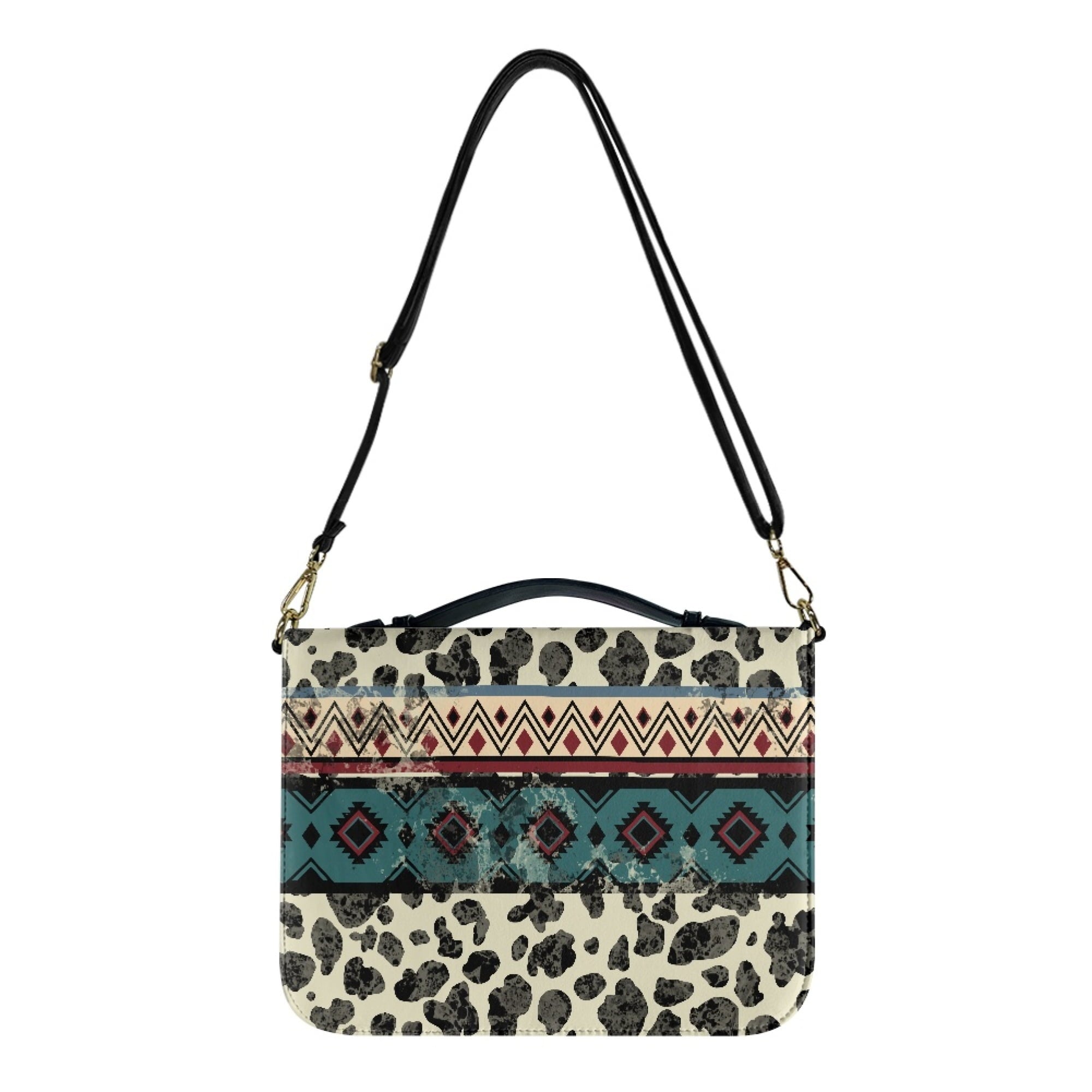 U DESIGNS Cow Print Bible Case with Shoulder Strap Bible Bags for Women PU Leather Personalized Book Organizer Bag Size XL Wear Resistant Bible Holder Bag Zippered Bible Accessories - Bible Bag