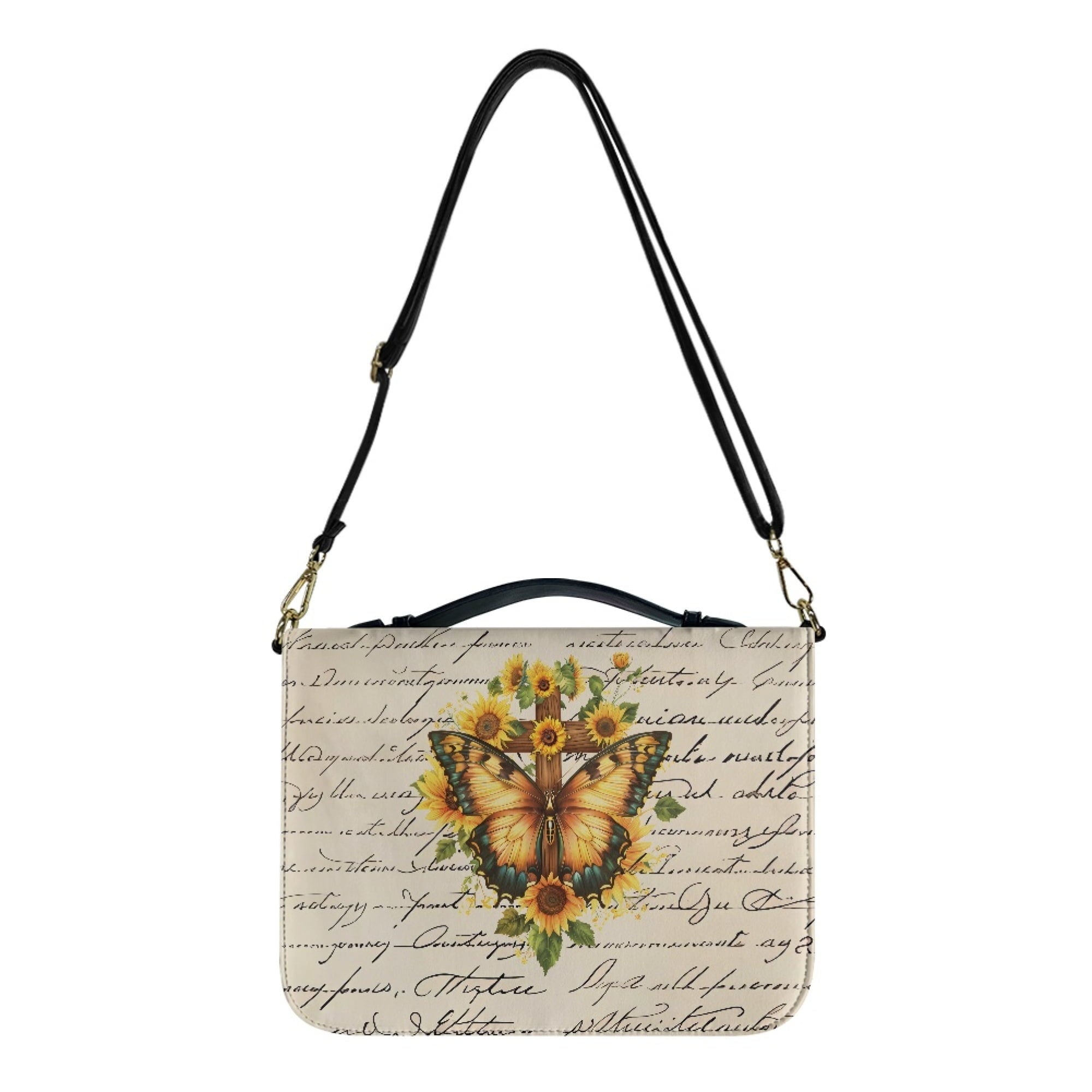 U DESIGNS Galaxy Sunflower Bible Cover for Women Butterfly Leather Personalized Book Organizer Bag Size M Reusable Bible Case with Bookmark for Girls for Bible Study Religious - Bible Bag