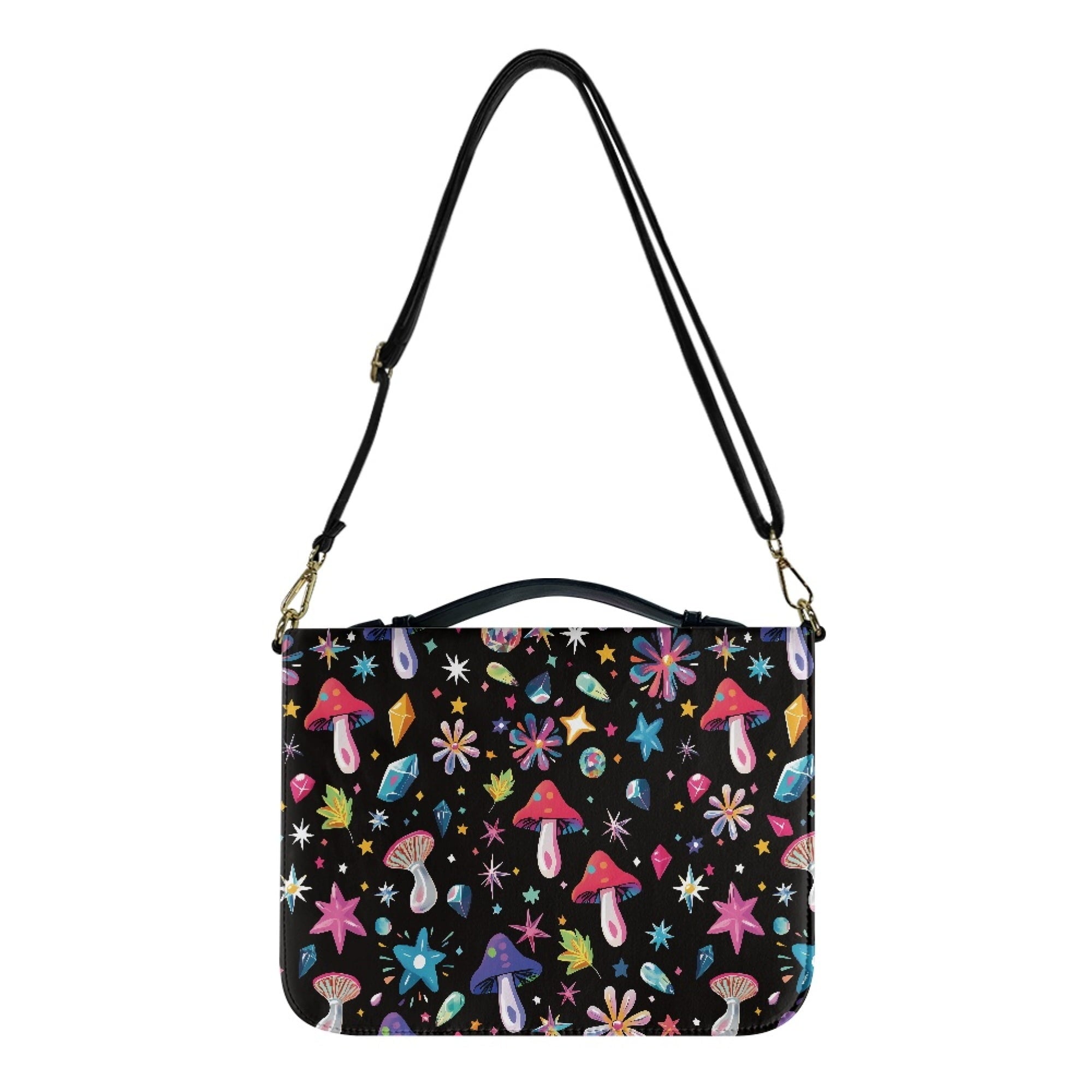 U DESIGNS Mushroom Daisy Bible Cover for Women Soft Bible Case with Strap Size Large Easy to Clean PU Leather Sturdy Bible Protective Carrier Waterproof Personalized Book Organizer Bag - Bible Bag