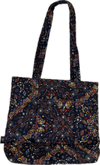Vera Bradley Women's Premium Quilted Cotton Small Original Zip Tote Bag Starry Paisley Navy Blue