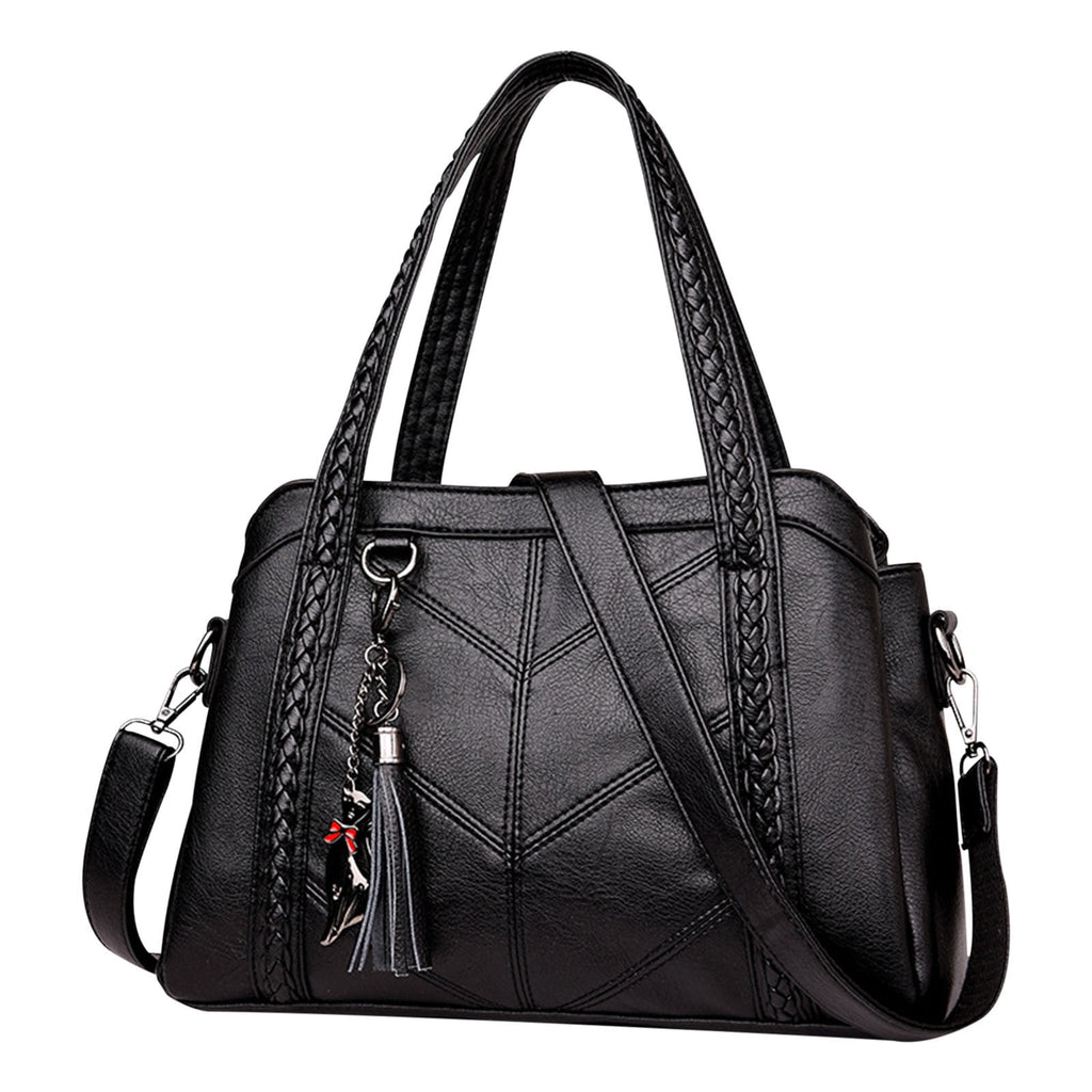 Women's Leather Tote Bag - Large Capacity Shoulder Bag with Adjustable Strap, 3 Compartments & Multiple Pockets, 11.8x4.7x7.8 Inches, Elegant Handbag for Work, Travel, Gift