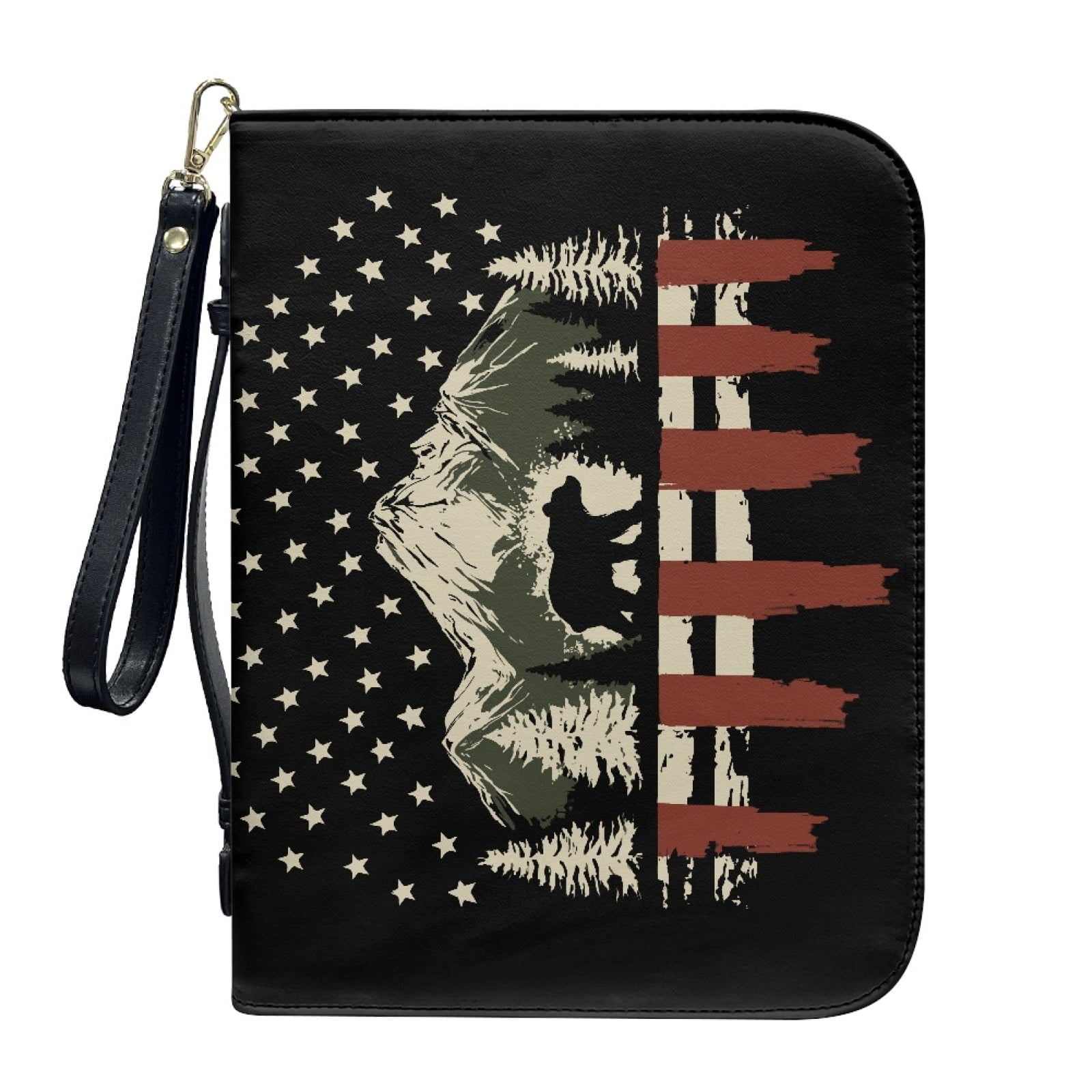 Star Sky Moose Star Print PU Leather Bible Case for Women Men Portable Bible Carrying Tote Bags with Detachable Wristlet Strap Church Bag for Bible Study Scripture Church Bag, L - Bible Bag