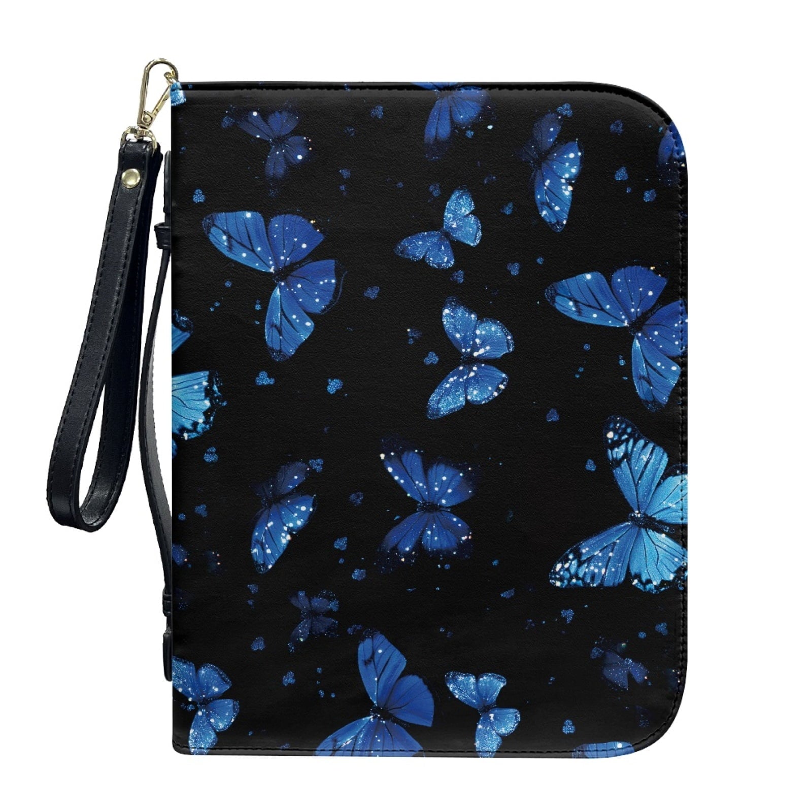 Hummingbird Lily Flower Print PU Leather Bible Case for Women Men Lightweight Bible Carrying Tote Bags with Detachable Wristlet Strap Church Bag for Bible Study Bible Gift, L - Bible Bag