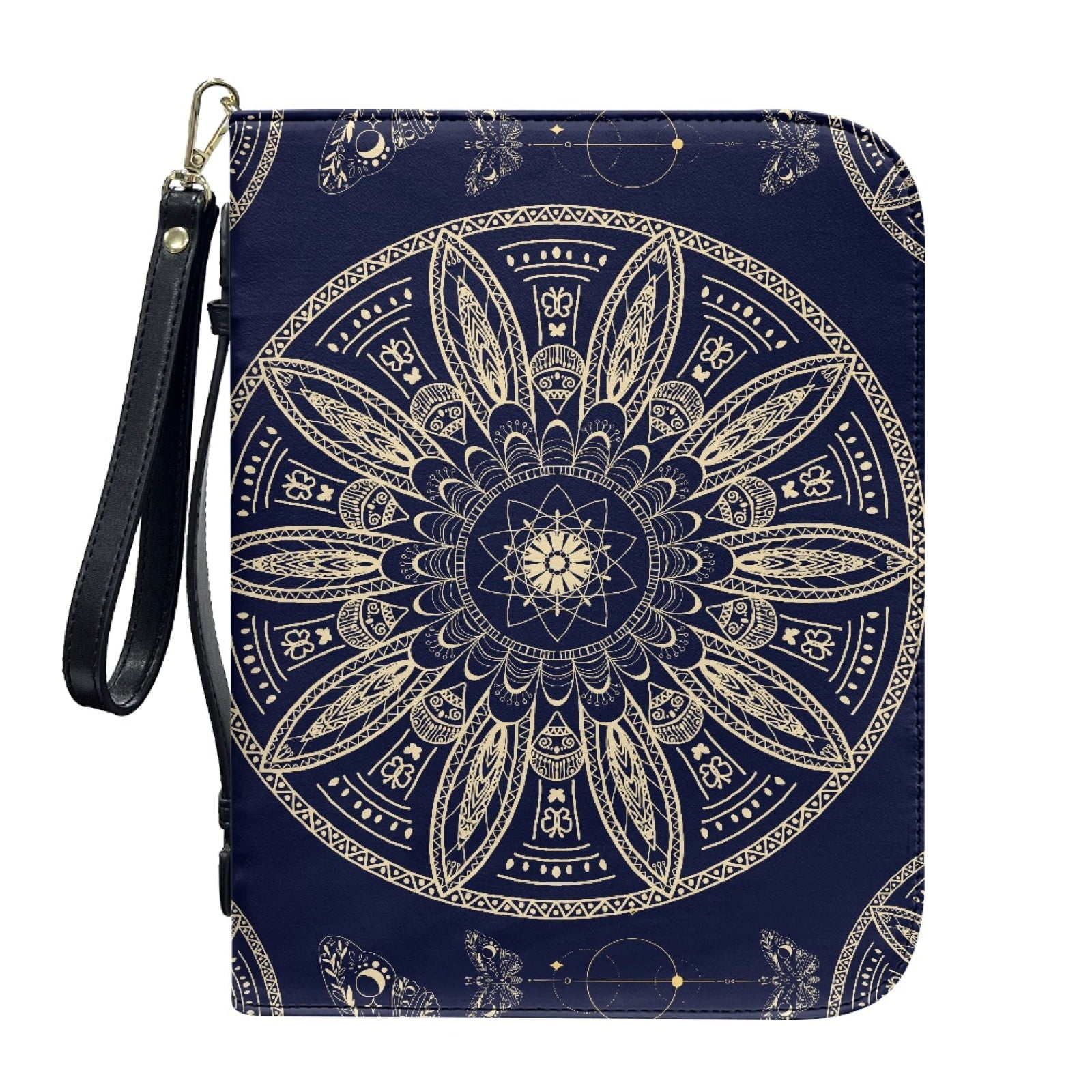 Hummingbird Lily Flower Print PU Leather Bible Case for Women Men Lightweight Bible Carrying Tote Bags with Detachable Wristlet Strap Church Bag for Bible Study Bible Gift, L - Bible Bag