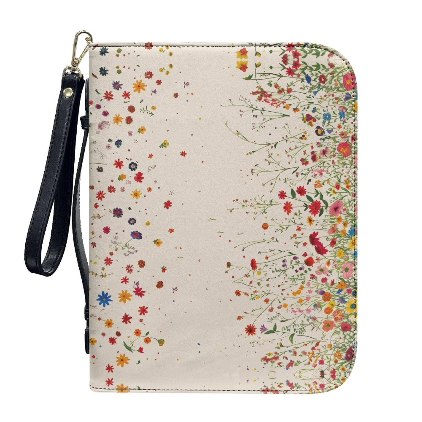 Lavender Hummingbird Butterfly Print PU Leather Bible Case for Women Men Sturdy Bible Carrying Tote Bags with Detachable Wristlet Strap Church Bag for Bible Study Journal Case, L - Bible Bag