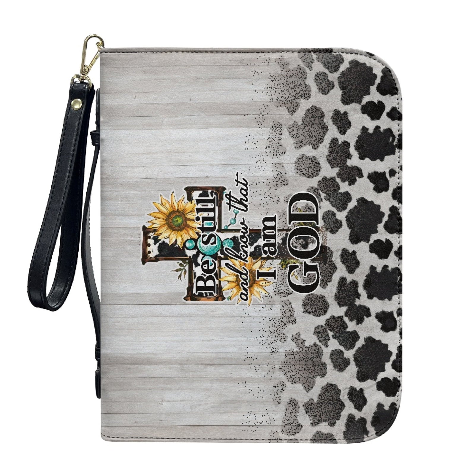 Lavender Hummingbird Butterfly Print PU Leather Bible Case for Women Men Sturdy Bible Carrying Tote Bags with Detachable Wristlet Strap Church Bag for Bible Study Journal Case, L - Bible Bag