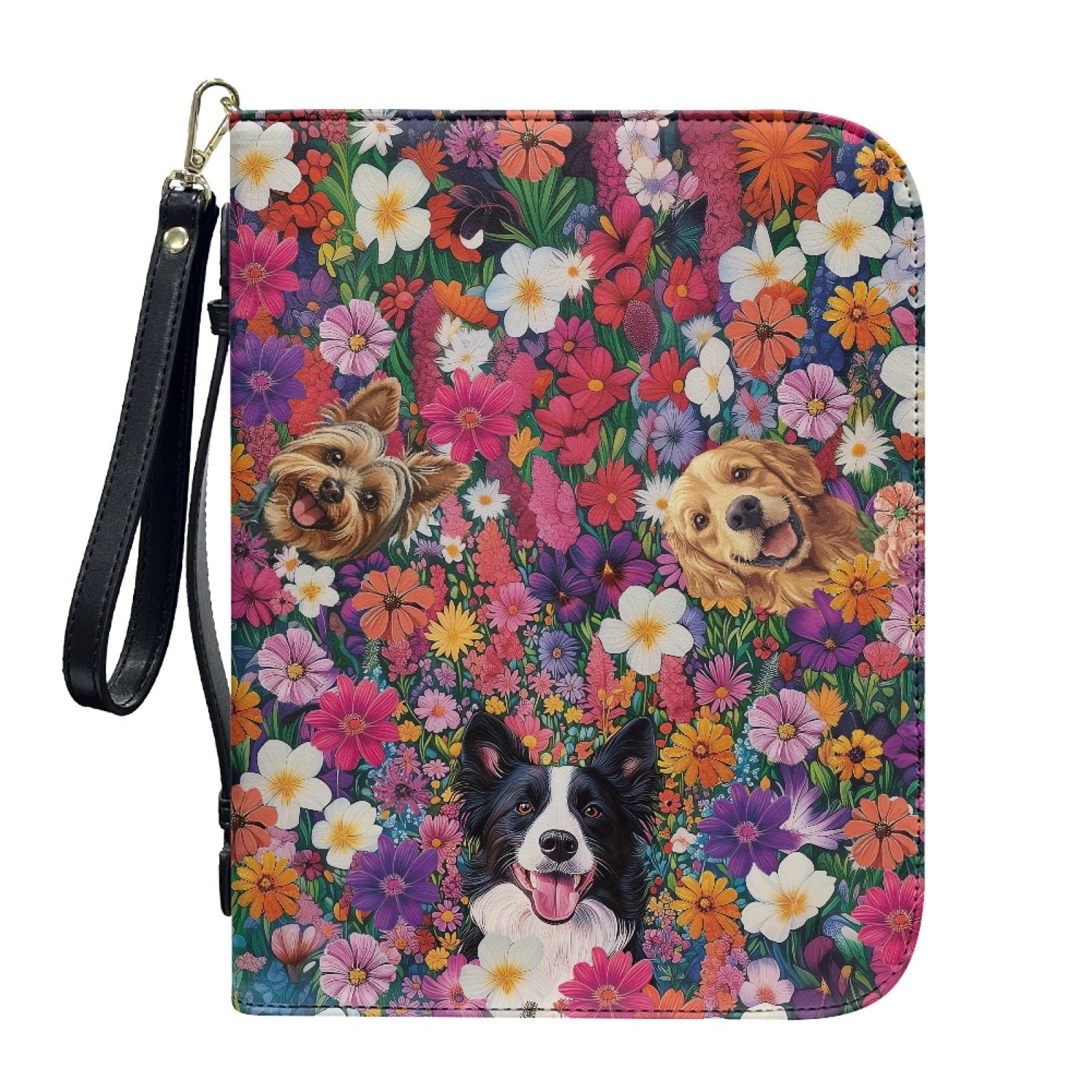 Lavender Hummingbird Butterfly Print PU Leather Bible Case for Women Men Sturdy Bible Carrying Tote Bags with Detachable Wristlet Strap Church Bag for Bible Study Journal Case, L - Bible Bag