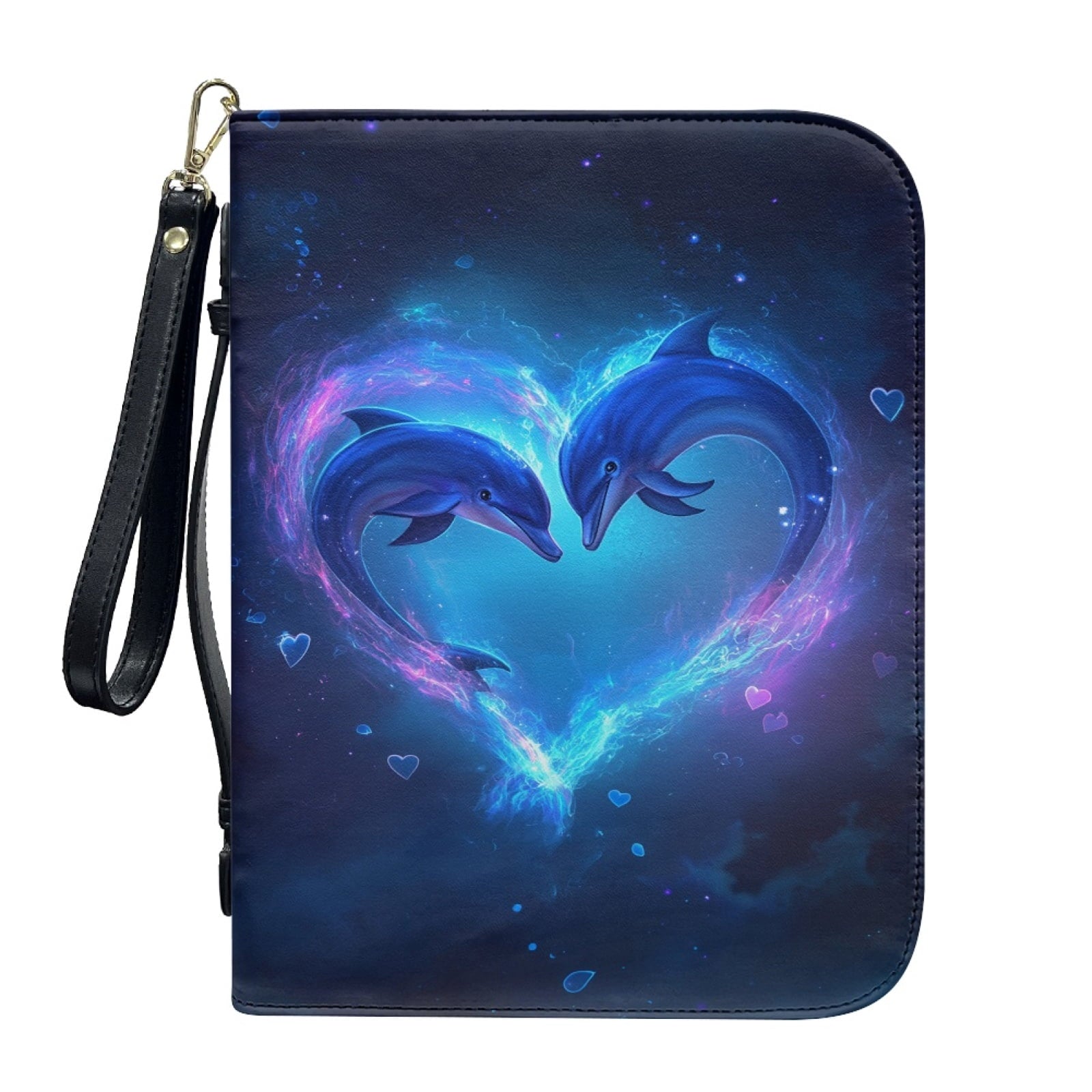 Hummingbird Lily Flower Print PU Leather Bible Case for Women Men Lightweight Bible Carrying Tote Bags with Detachable Wristlet Strap Church Bag for Bible Study Bible Gift, L - Bible Bag