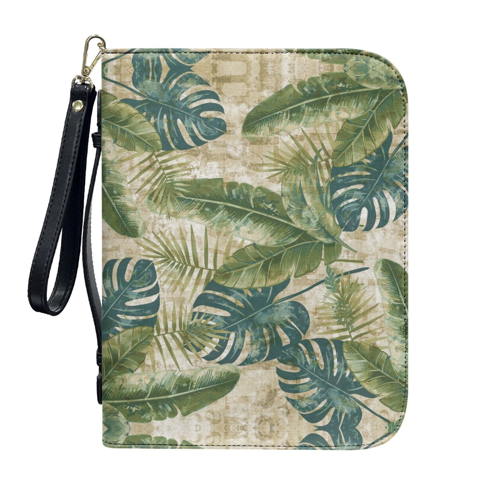 Lavender Hummingbird Butterfly Print PU Leather Bible Case for Women Men Sturdy Bible Carrying Tote Bags with Detachable Wristlet Strap Church Bag for Bible Study Journal Case, L - Bible Bag
