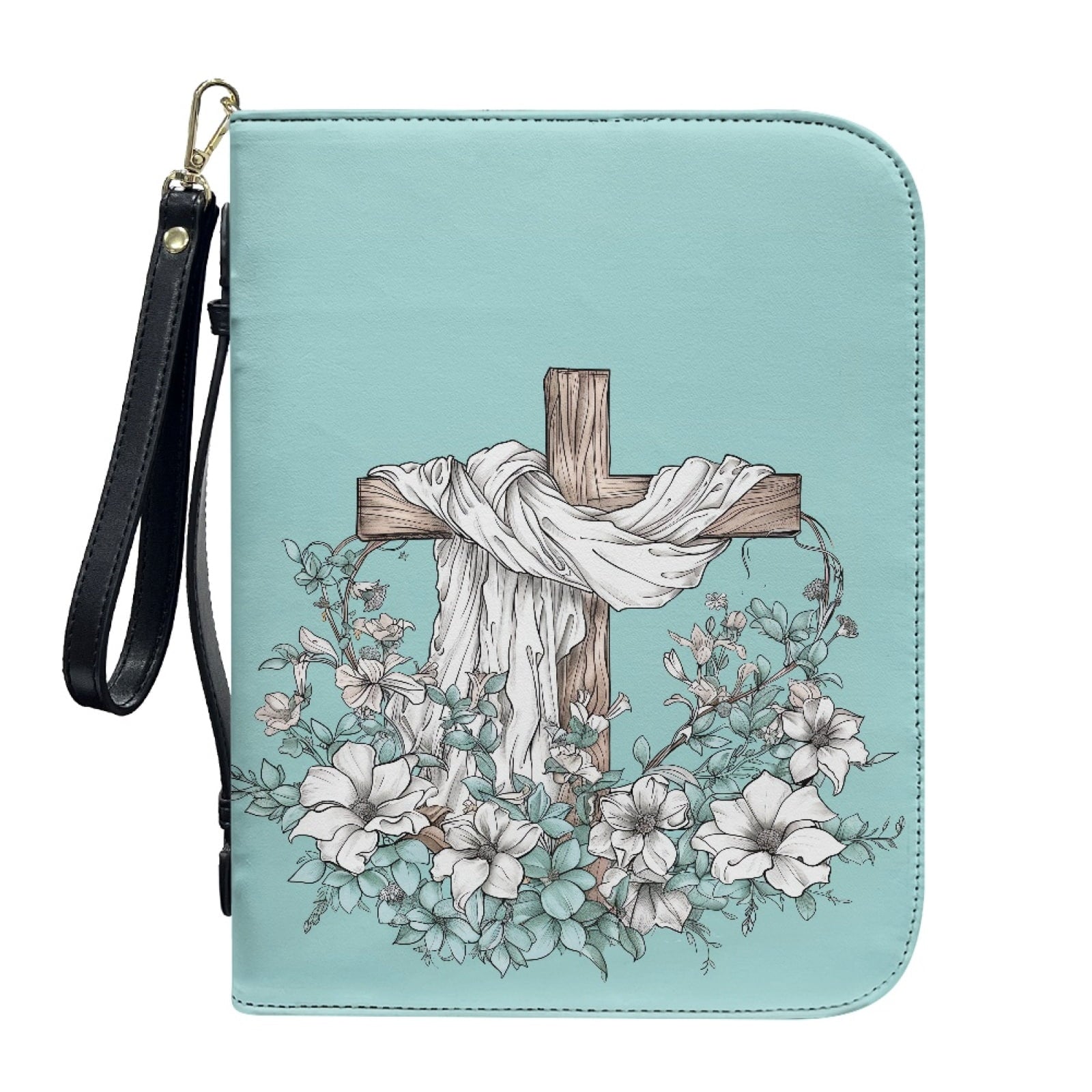 Star Sky Moose Star Print PU Leather Bible Case for Women Men Portable Bible Carrying Tote Bags with Detachable Wristlet Strap Church Bag for Bible Study Scripture Church Bag, L - Bible Bag