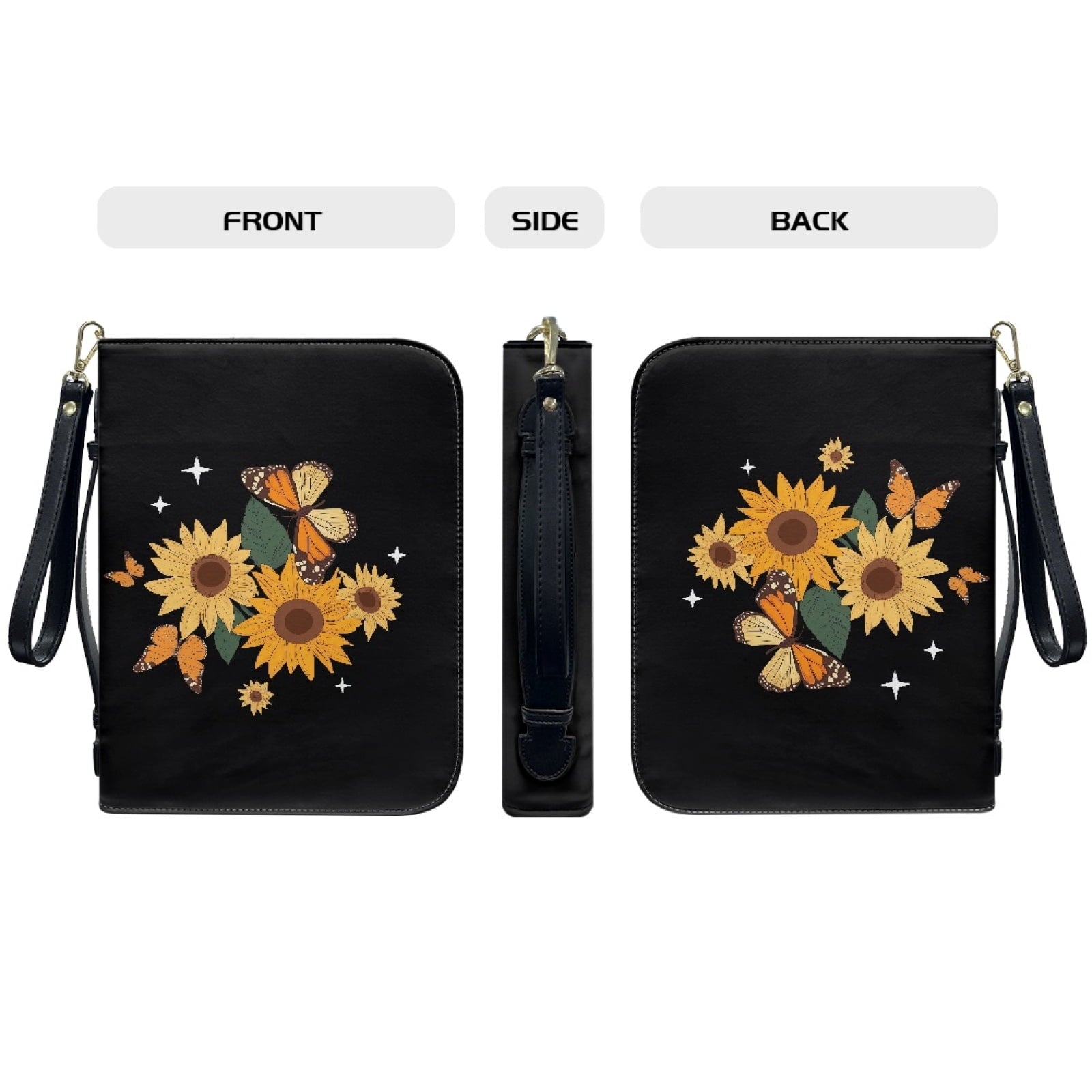 Star Sky Moose Star Print PU Leather Bible Case for Women Men Portable Bible Carrying Tote Bags with Detachable Wristlet Strap Church Bag for Bible Study Scripture Church Bag, L - Bible Bag